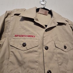 Boy Scouts America BSA Tan Uniform Shirt Youth LG Patches Northeast Illinois USA