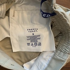 French Toast Boys 3 Pair School Uniform Elastic Back Pants size 6 Tan & Navy
