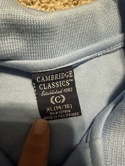 NWT CAMBRIDGE CLASSICS kids Blue polo school uniform collar Size XL 14/16