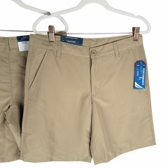 New 2 Pairs Nautica Shorts Boys 14H Husky Tan Khaki School Uniform Adj Waist