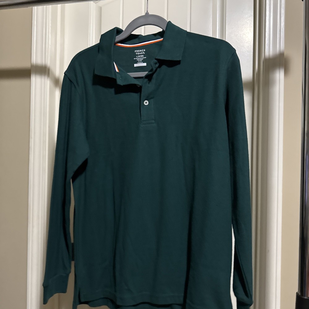 French Toast Boys Yellow Polo Uniform Shirt Long Short Sleeve, Size L (14/16H)