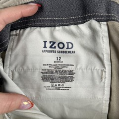 IZOD Pants Boys 12 Beige School Uniform Adjustable Waist Stretch Chino