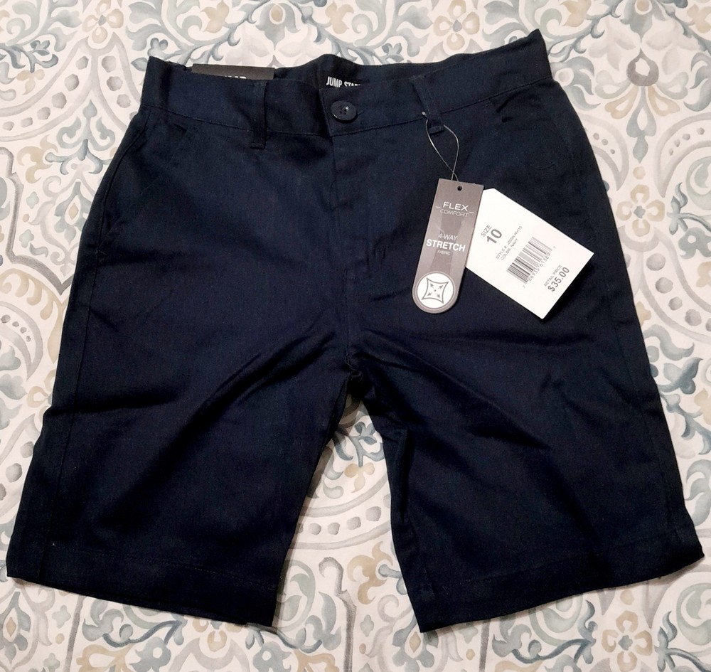 Jump Start Boys’ Navy Uniform Shorts Size 10 Set of 2 Flex Comfort