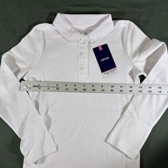 IZOD Girls White Long Sleeve Polo Shirt XS 6 6X School Uniform NWT