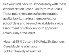 Wonder Nation Boy’s Royal Blue School Uniform Short Sleeve Polo Size XXL HUSKY