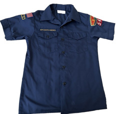 Size 14 Cub Scout Of America Blue Shirt with collar, 10 buttons, pockets VTG.