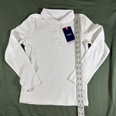 IZOD Girls White Long Sleeve Polo Shirt XS 6 6X School Uniform NWT