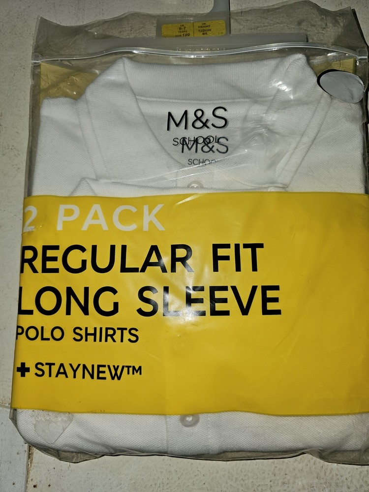 M&S Collection 2pk Unisex Easy Dressing School Polo Shirts (3-18 Yrs)