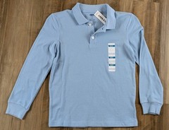 School Uniform Long-Sleeve Polo Shirt for Boys Sz 6-7 Regular Light Blue