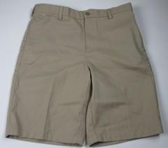 LANDS END Khaki School Uniform Plain Front Cotton Chino Shorts Boys 20 NEW