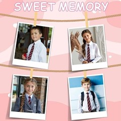 Boys Tie Pre-tied Clip on Ties for Boy Adjustable School Kids Burgundy Striped