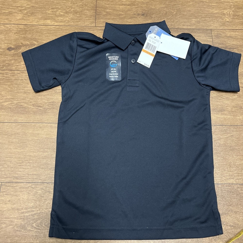 Nautica Boys Short Sleeve Performance School Uniform Polo Shirt – NEW Navy Small