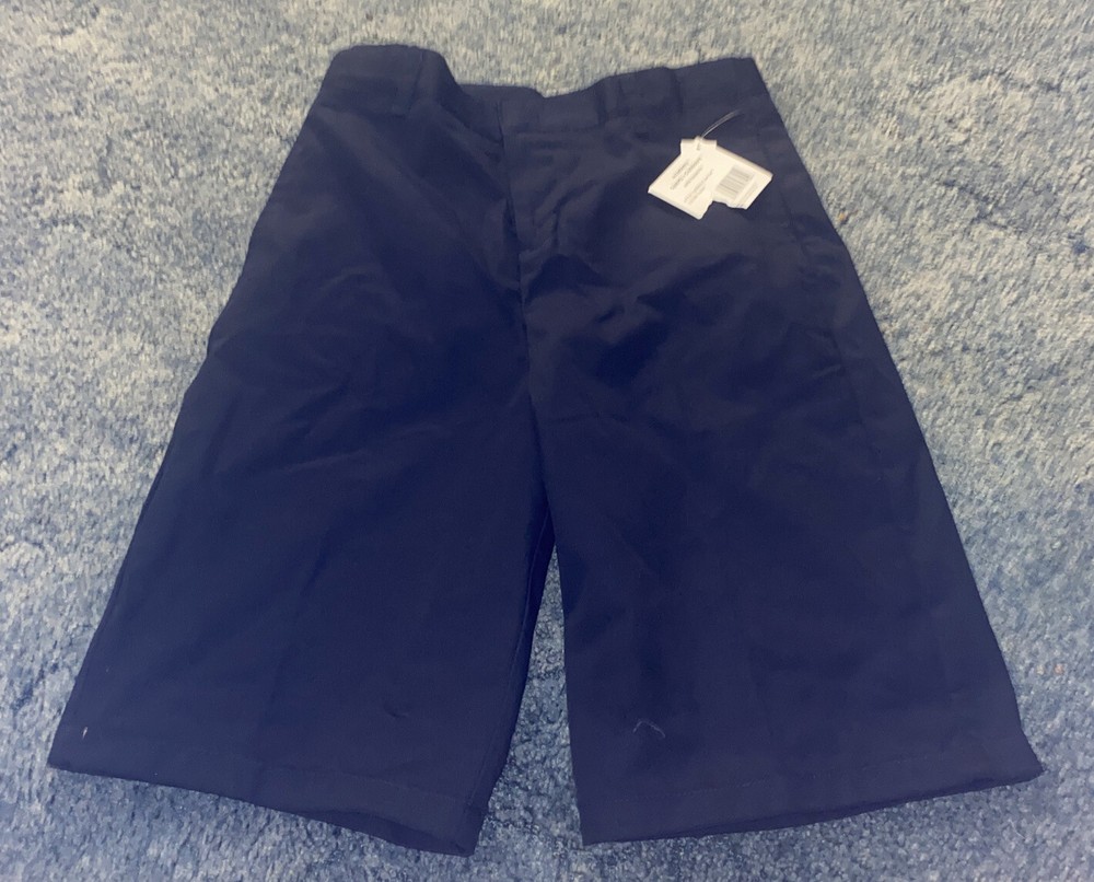 Nwt French Toast Boys Pull On Uniform Shorts. Size 16 Husky & Navy Blue.