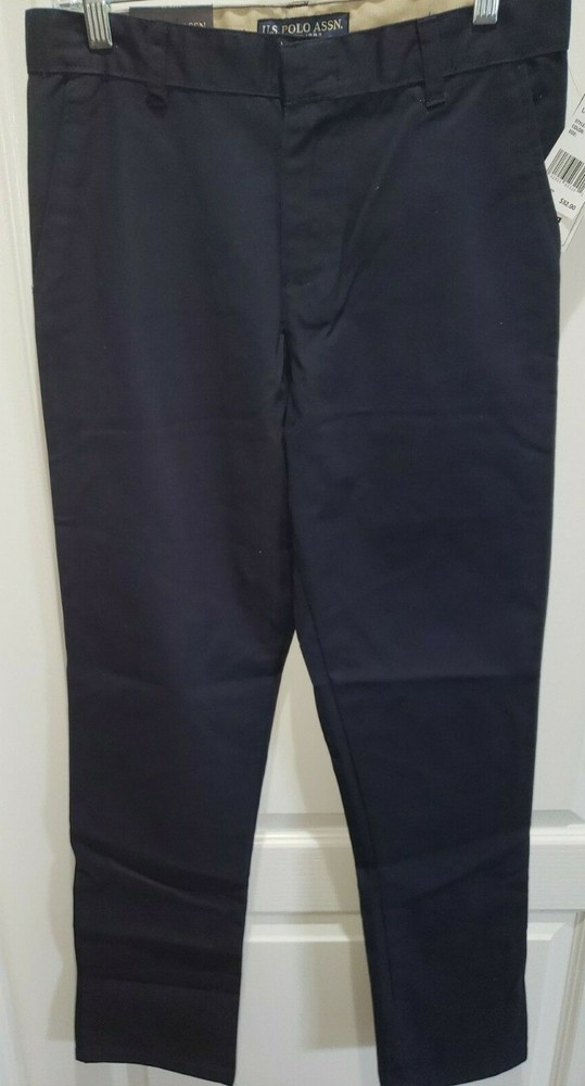 US POLO ASSN boys size 20 NEW NWT dark blue SCHOOL UNIFORM PANTS MSRP 32.00 STRA