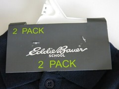 Eddie Bauer Little Boys S/4 2 Pack School Uniform Polo Shirt Navy Blue Cotton