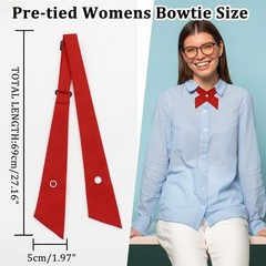 Bow Ties for Women Criss-Cross Tie Adjustable Pre Tied Bowtie Solid Black Red