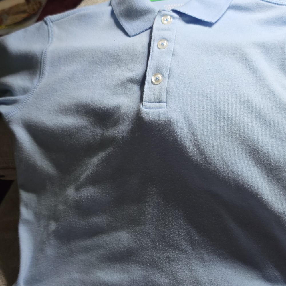 French Toast Boys Light Blue Polo Shirt Uniform S (6/7) RN 13706 Short Sleeve