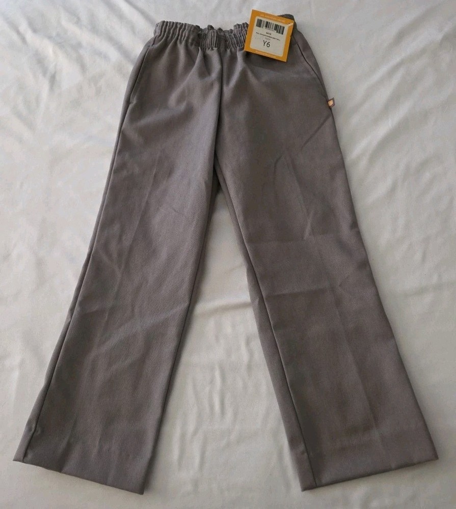 Dennis Uniform Youth Y6 Pull On Rainer Grey Twill Pants Unisex NEW