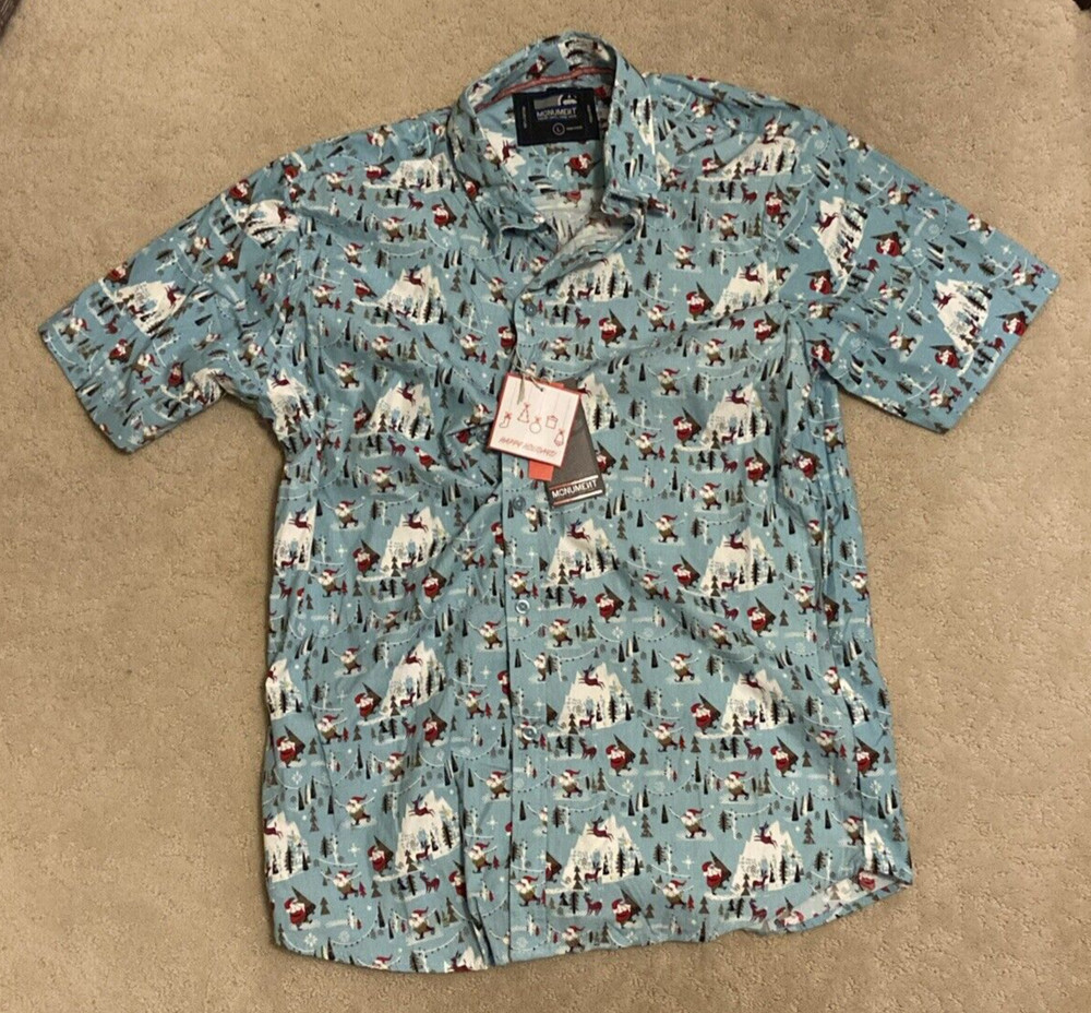 Monument 100% Cotton Boys’ Large Button-Down Christmas Shirt