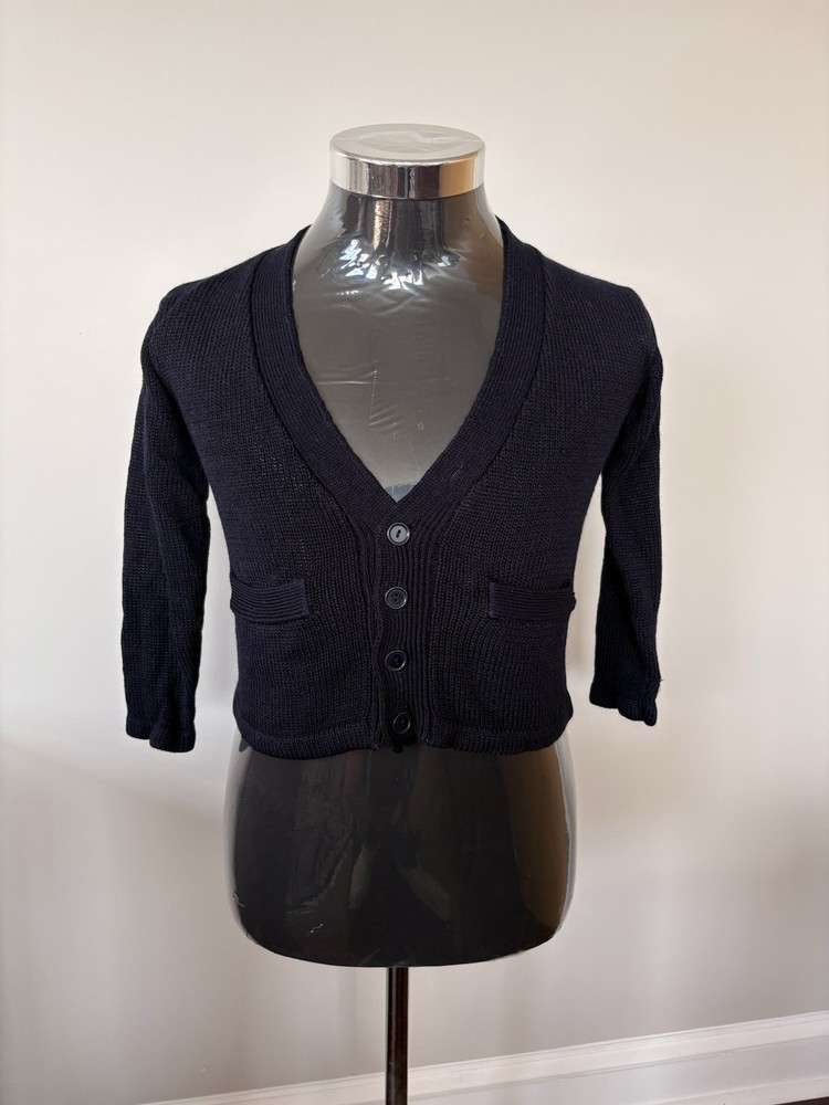 French Toast Boys Unisex Cardigan Sweater Navy Button Front Pockets 7/8