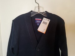 NWT $32 French Toast Boys Navy Cardigan Sweater, XS(4/5), Button Front, School