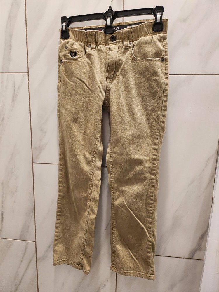 Chaps Pants,Boys 8, Slim Fit,Khaki School Uniform,Stretch Waist Playground Tough