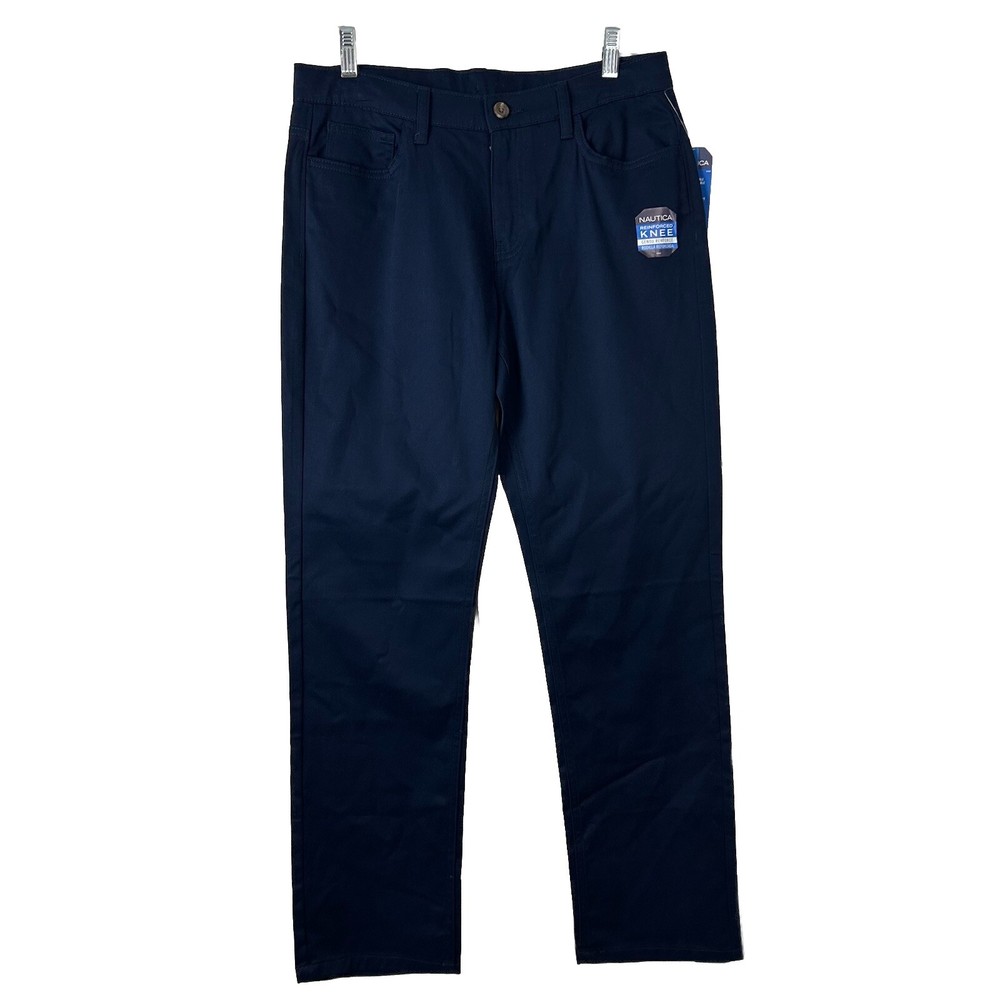 Nautica Boys 16 Husky Navy School Uniform Reinforced Knee Extensible NWT