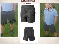 BOYS SCHOOL PULL-UP-SHORTS UNIFORM GREY ELASTICATED BACK (NO ZIP/CLIP) 2-16YEAR