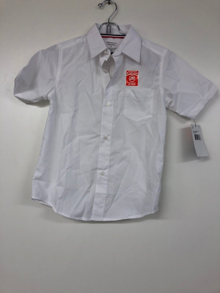 French Toast Boys Short Sleeve Classic Dress Shirt, Size 7, White