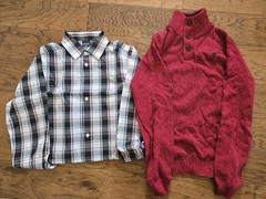 NWT Izod Boys Ribbed Red Sweater & Plaid Button-Up Dress Shirt Set 14/16