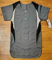 Champro Youth Bull Pen Full Button Jersey -GRAPHITE,BLACK,WHITE Small
