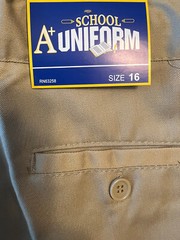 A+ School Uniform Pants Boys Size 16 29 x 28 Khaki Flat Front Waist Adjusts NWT