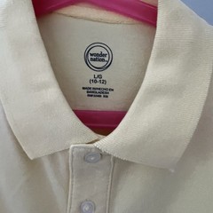 WONDER NATION L (10-12) Boy’s Yellow School Uniform Short Sleeve Polo Top collar