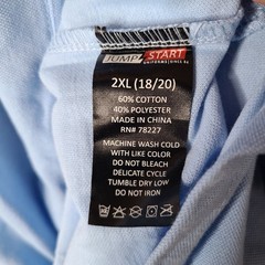 Jump Start Uniforms Shirt Kids Youth 2XL 18 20 Light Blue Short Sleeve Polo NEW