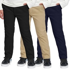 Boy’s Stretch Slim Fit School Uniform Chino Pants 4-16 Flat Front Style NWT NEW