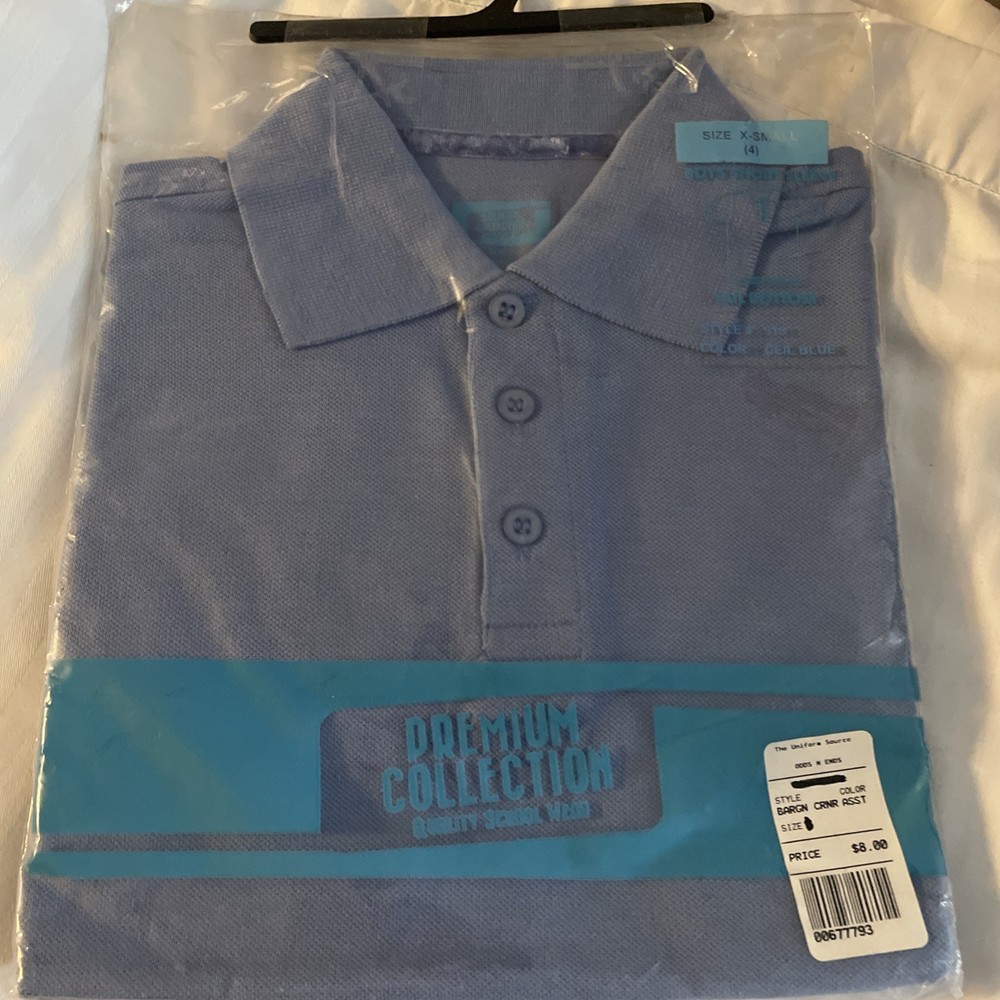 New Premium Collection Boys’ Short Sleeve Light Blue Polo Shirt X-Large (16-18)