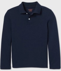 Cat & Jack School Uniform Long Sleeve Polo Navy Blue Size S 6/7