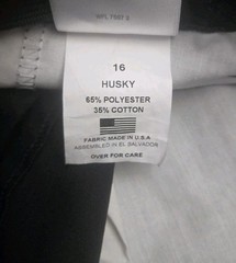 K-12 Gear School Uniform Boys Black Pants 16 Husky With Waist Adjustable Straps