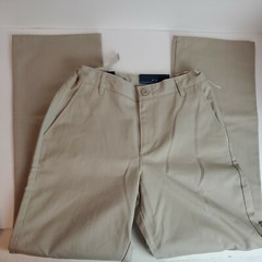 Nautica Flat-Front Twill School Uniform Pants N851049E Big Boys Khaki Size 20