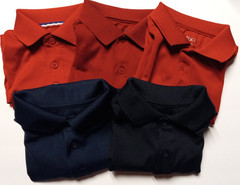 School Uniform Polo Shirts Red Navy Blue Lot of 5 Small Size 7-8 Boy/Girl
