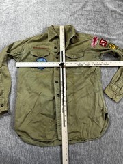 Vintage Boy Scouts Of America Shirt Green Sanforized Uniform Patches Quinnipiac