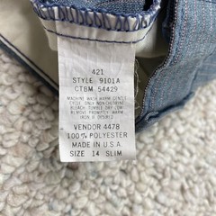 Boys Dress Pants sz 14 Slim Blue Pin Striped School Uniform Minimalist Executive