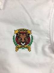 Lands End Boys Shirt Size 12 White Short Sleeve Polo Unidos Dual Language School