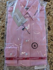 Classberry Kids Uniform long sleeve button up shirt Pink size 4