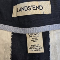 Lands End Dress Navy Blue Pants Boys 12 Husky Chino Uniform Flat Front School