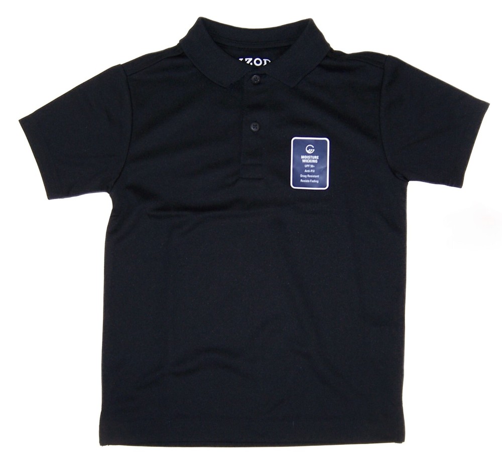 Izod Little Boys Size 6 School Uniform Polo Shirt NWT Black Moisture Wicking