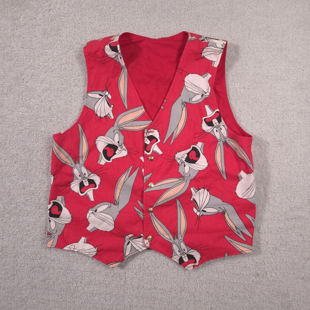 Bugs Bunny Vest Boys Large Red Looney Tunes Cartoon Graphic Waistcoat Novelty