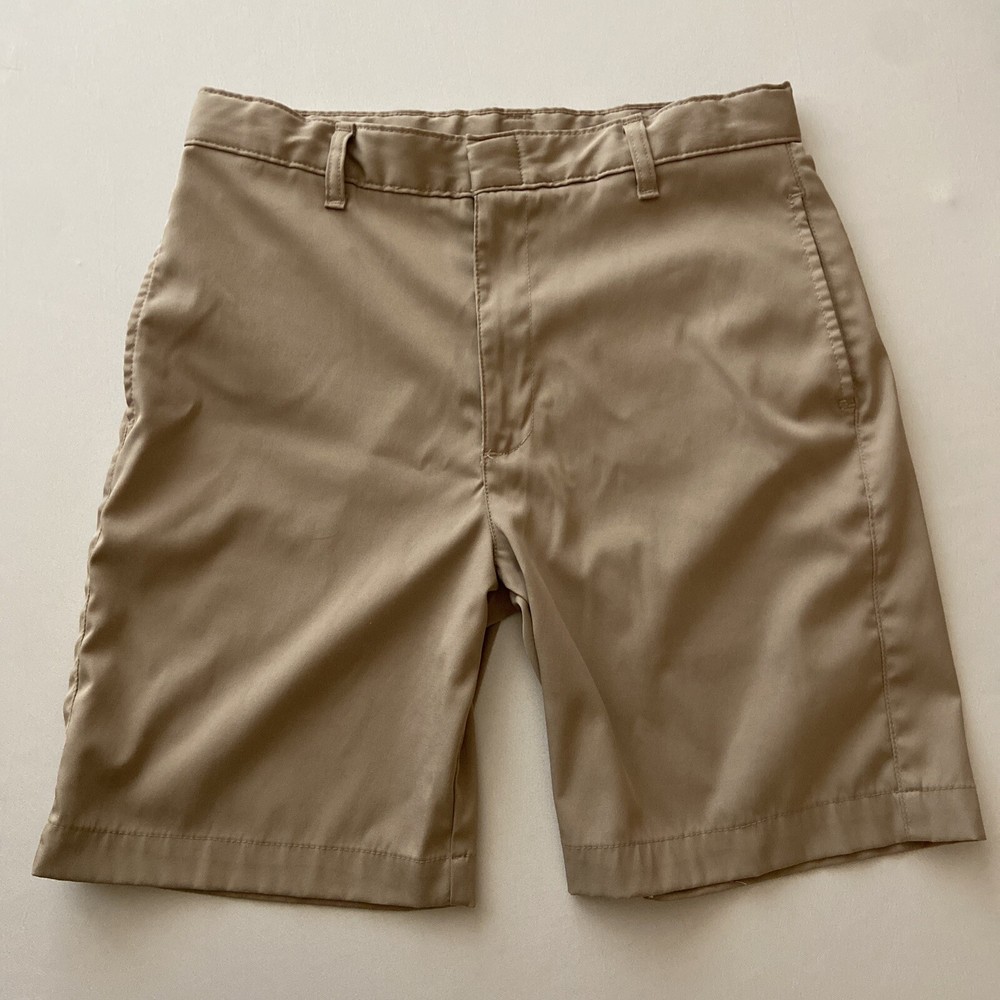 Mills Uniform Boys Poly-Performance Khaki Flat Front Shorts : 18R : 6”