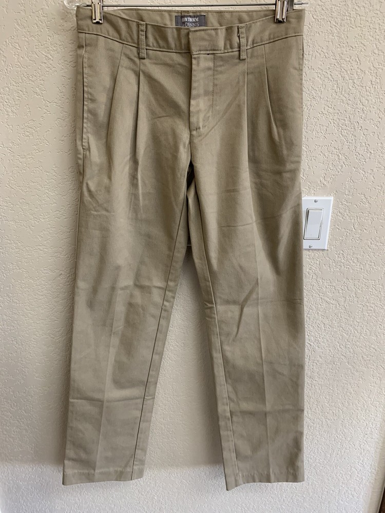 Dennis Uniform Boys Khaki Pleated Pants Hawthorne Size 12 (P27) (List $32)