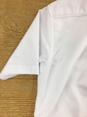 Lands End Boys Shirt Size 12 White Short Sleeve Polo Unidos Dual Language School